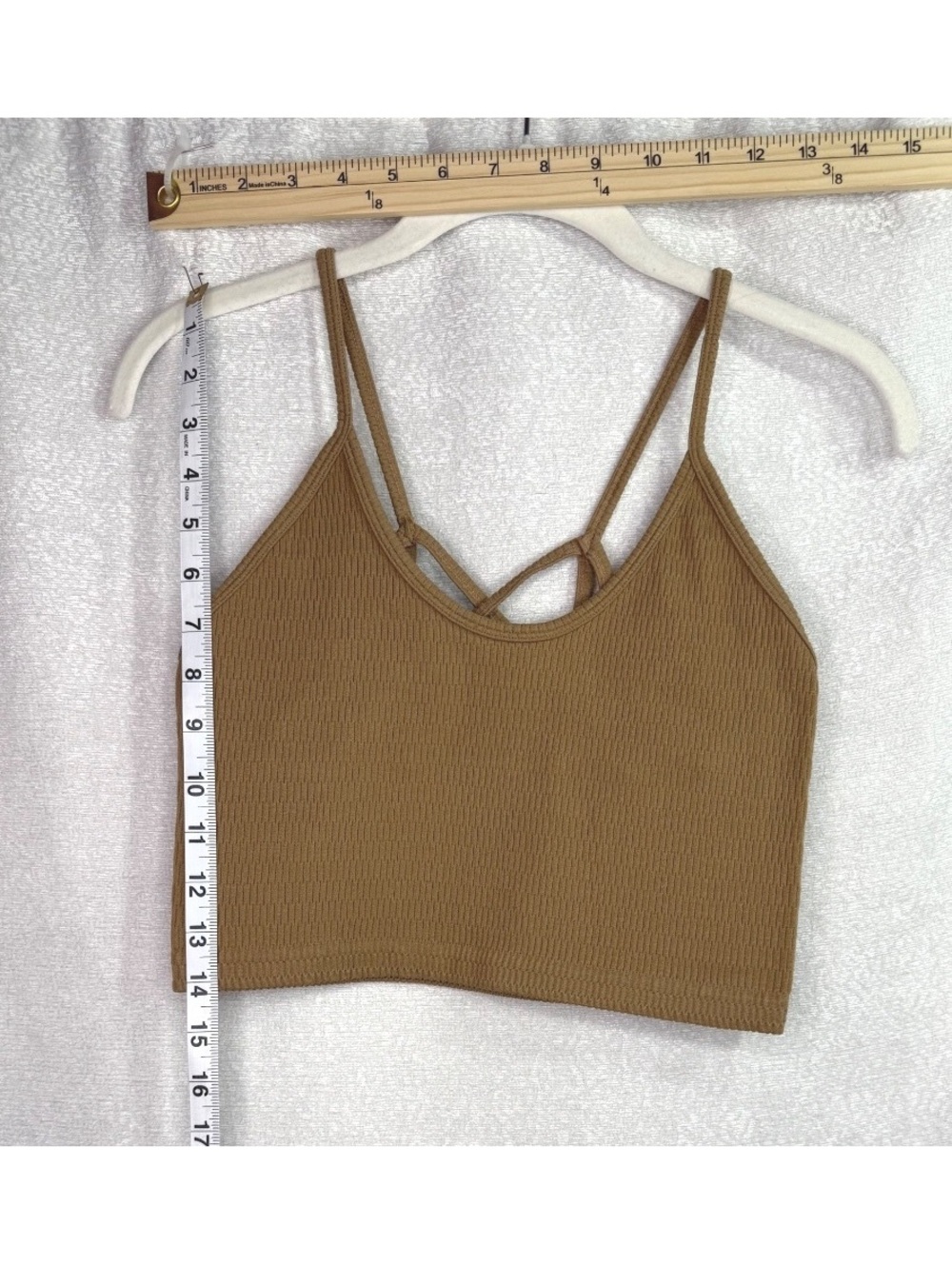 Day Trip Medium Brown Textured crop Knit Strappy Back Crop Top M/L
